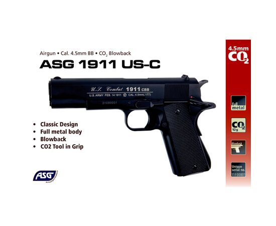 Пневматический пистолет ASG US-C Blowback (19818), изображение 6 Пневматический пистолет ASG US-C Blowback (19818), изображение 6
