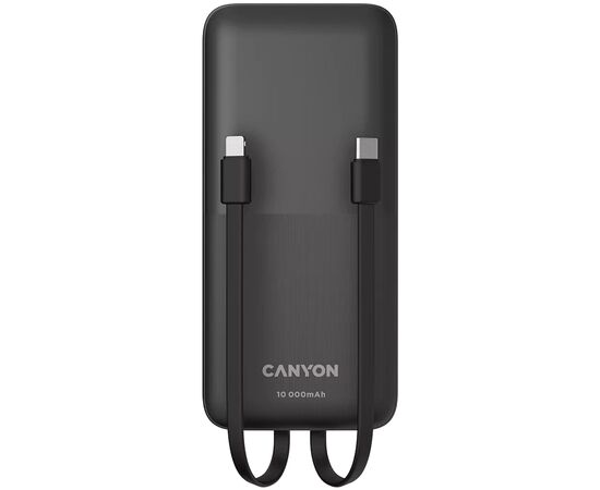 Батарея универсальная Canyon PB-1010 10000 mAh PD/22.5W QC/3.0 Black (CNE-CPB1010B), изображение 3 Батарея универсальная Canyon PB-1010 10000 mAh PD/22.5W QC/3.0 Black (CNE-CPB1010B), изображение 3