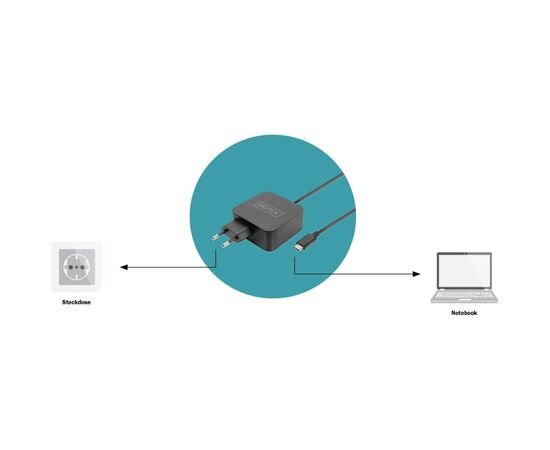 Блок питания к ноутбуку Digitus 65W USB-C (DA-10071), изображение 4 Блок питания к ноутбуку Digitus 65W USB-C (DA-10071), изображение 4