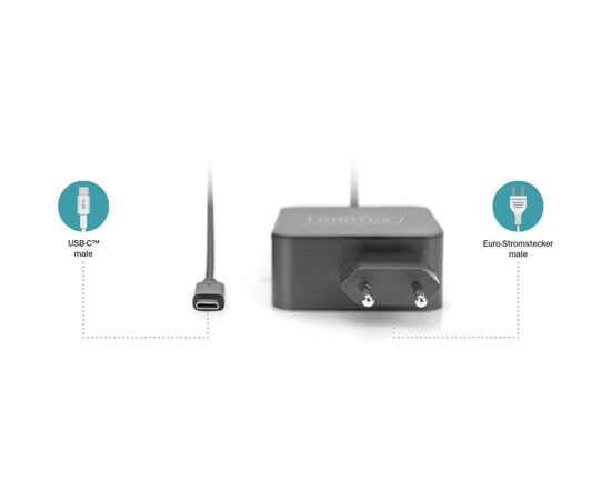 Блок питания к ноутбуку Digitus 65W USB-C (DA-10071), изображение 5 Блок питания к ноутбуку Digitus 65W USB-C (DA-10071), изображение 5