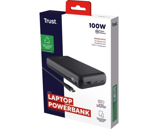 Батарея универсальная Trust 20000mAh Laro 100W PD/3.0 QC/3.0 (25240_TRUST), изображение 9 Батарея универсальная Trust 20000mAh Laro 100W PD/3.0 QC/3.0 (25240_TRUST), изображение 9
