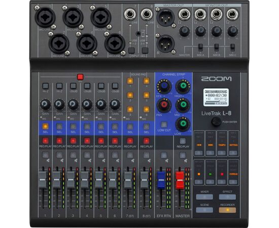 Мікшерний пульт ZOOM LiveTrak L-8 (286407), зображення 4 Мікшерний пульт ZOOM LiveTrak L-8 (286407), зображення 4