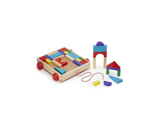 Кубики Melissa&Doug Набор деревянных блоков на тележке (MD14209), изображение 2 Кубики Melissa&Doug Набор деревянных блоков на тележке (MD14209), изображение 2