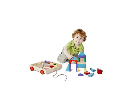 Кубики Melissa&Doug Набор деревянных блоков на тележке (MD14209), изображение 3 Кубики Melissa&Doug Набор деревянных блоков на тележке (MD14209), изображение 3
