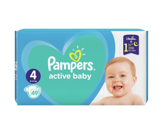 Подгузник Pampers Active Baby Maxi Размер 4 (9-14 кг), 49 шт. (8001090949851), изображение 3 Подгузник Pampers Active Baby Maxi Размер 4 (9-14 кг), 49 шт. (8001090949851), изображение 3