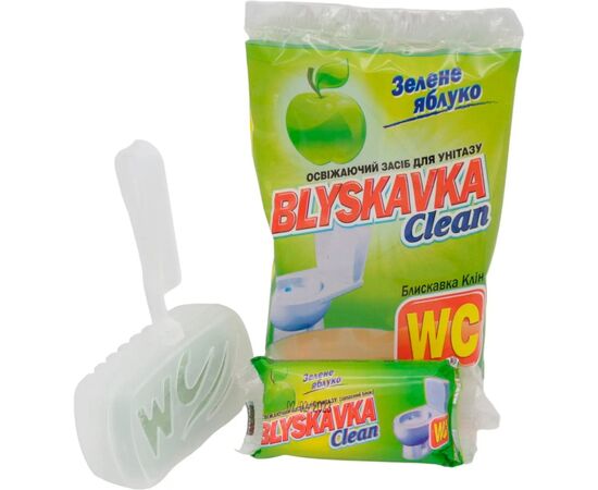 Туалетный блок Blyskavka Clean Зеленое яблоко 37 г (4820055140805), изображение 3 Туалетный блок Blyskavka Clean Зеленое яблоко 37 г (4820055140805), изображение 3