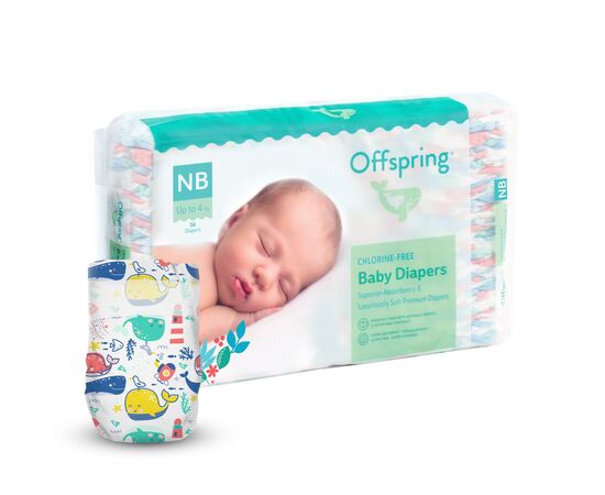 Подгузники Offspring Willy the Whale размер NB до 4 кг 56 шт (DP-OI-FAT-NB56P-WTW)