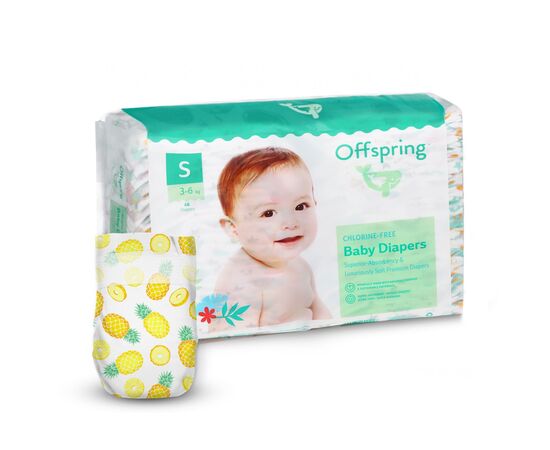 Подгузники Offspring Pineapple размер S 3-6 кг 48 шт (DP-OI-FAT-S48P-PHP)