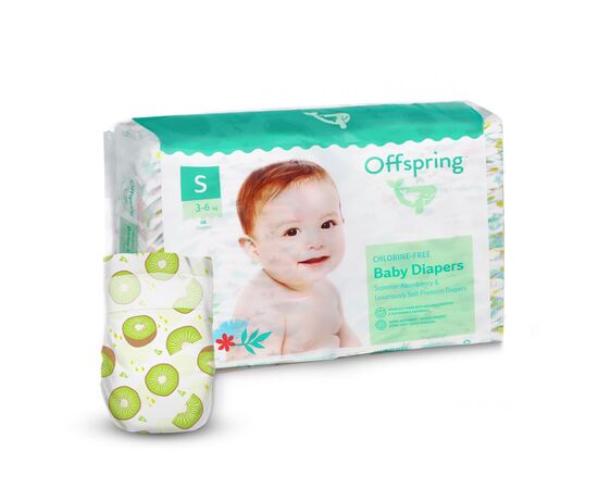 Подгузники Offspring Hairykiwi размер S 3-6 кг 48 шт (DP-OI-FAT-S48P-HKW)