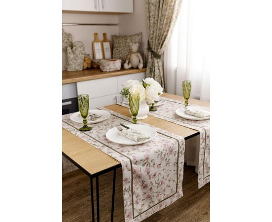 Дорожка на стол Прованс Тереза цветочки с кантом 40х140 (034454), изображение 2 Дорожка на стол Прованс Тереза цветочки с кантом 40х140 (034454), изображение 2