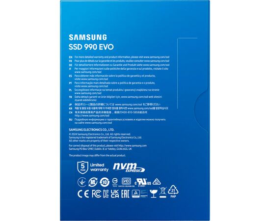 Накопитель SSD M.2 2280 1TB 990 EVO Samsung (MZ-V9E1T0BW), изображение 7 Накопитель SSD M.2 2280 1TB 990 EVO Samsung (MZ-V9E1T0BW), изображение 7