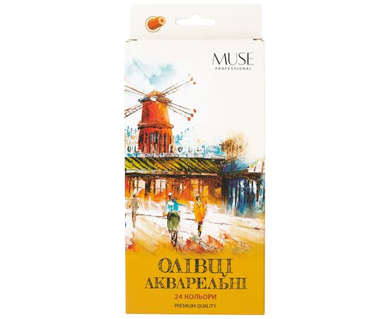 Олівці кольорові Muse Акварельні Шестигранні з пензликом та точилкою 24 шт (104M-24)