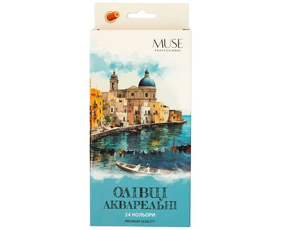 Олівці кольорові Muse Акварельні Шестигранні з пензликом та точилкою 24 шт (106M-24)