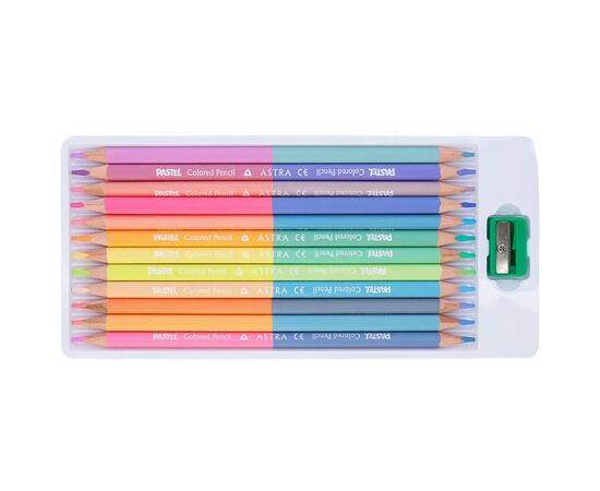 Карандаши цветные Школярик Пастельные двухсторонние с точилкой 12 шт 24 цвета (312120003-UA), изображение 2