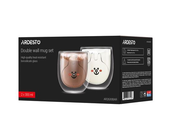 Набор стаканов Ardesto Animals 300 мл 2 шт прозорий (AR2630BAR), изображение 4 Набор стаканов Ardesto Animals 300 мл 2 шт прозорий (AR2630BAR), изображение 4