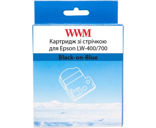 Лента для принтера этикеток WWM для Epson LW-400/700 9mm х 8m Black-on-Blue (WWM-SC9B)