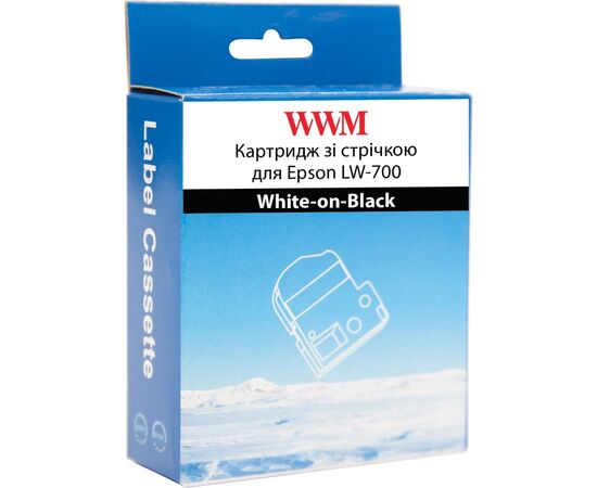 Лента для принтера этикеток WWM для Epson LW-700 24mm х 8m White-on-Black (WWM-SD24K), изображение 2