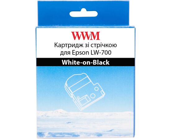 Стрічка для принтера етикеток WWM для Epson LW-700 24mm х 8m White-on-Black (WWM-SD24K)