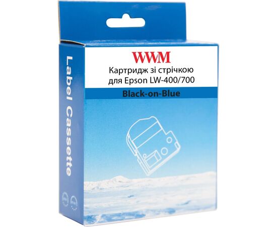 Лента для принтера этикеток WWM для Epson LW-400/700 12mm х 8m Black-on-Blue (WWM-SC12B), изображение 2 Лента для принтера этикеток WWM для Epson LW-400/700 12mm х 8m Black-on-Blue (WWM-SC12B), изображение 2