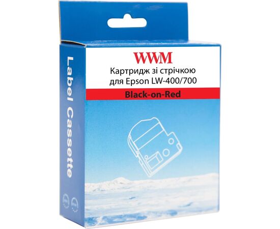 Стрічка для принтера етикеток WWM для Epson LW-400/700 12mm х 8m Black-on-Red (WWM-SC12R), зображення 2 Стрічка для принтера етикеток WWM для Epson LW-400/700 12mm х 8m Black-on-Red (WWM-SC12R), зображення 2