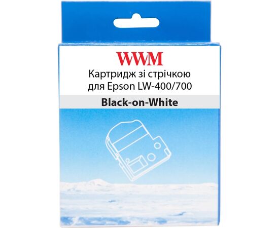 Лента для принтера этикеток WWM для Epson LW-400/700 18mm х 8m Black-on-White (WWM-SS18K)
