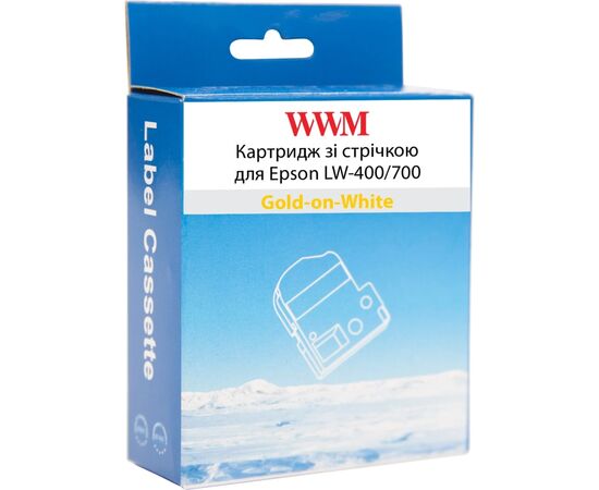 Лента для принтера этикеток WWM для Epson LW-400/700 18mm х 8m Gold-on-White (WWM-SS18Z), изображение 2 Лента для принтера этикеток WWM для Epson LW-400/700 18mm х 8m Gold-on-White (WWM-SS18Z), изображение 2
