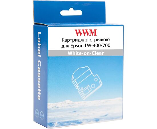 Стрічка для принтера етикеток WWM для Epson LW-400/700 18mm х 8m White-on-Clear (WWM-ST18S), зображення 2 Стрічка для принтера етикеток WWM для Epson LW-400/700 18mm х 8m White-on-Clear (WWM-ST18S), зображення 2