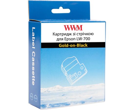 Лента для принтера этикеток WWM для Epson LW-700 24mm х 8m Gold-on-Black (WWM-SC24KZ), изображение 2 Лента для принтера этикеток WWM для Epson LW-700 24mm х 8m Gold-on-Black (WWM-SC24KZ), изображение 2