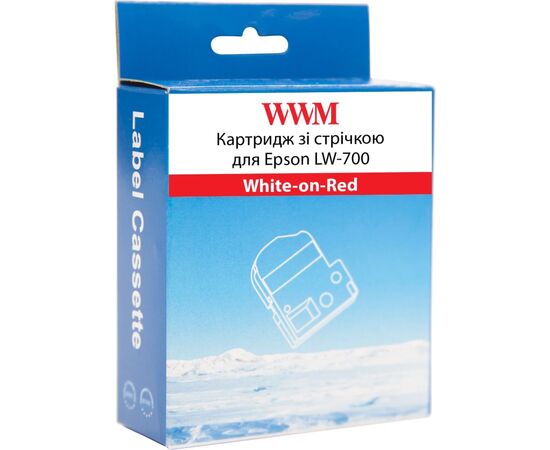 Стрічка для принтера етикеток WWM для Epson LW-700 24mm х 8m White-on-Red (WWM-SD24R), зображення 2 Стрічка для принтера етикеток WWM для Epson LW-700 24mm х 8m White-on-Red (WWM-SD24R), зображення 2