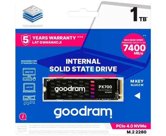 Накопитель SSD M.2 2280 4TB Goodram (SSDPR-PX700-04T-80), изображение 4 Накопитель SSD M.2 2280 4TB Goodram (SSDPR-PX700-04T-80), изображение 4