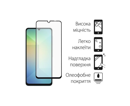 Скло захисне Dengos Full Glue Samsung Galaxy A06 (black) (TGFG-365), зображення 2 Скло захисне Dengos Full Glue Samsung Galaxy A06 (black) (TGFG-365), зображення 2