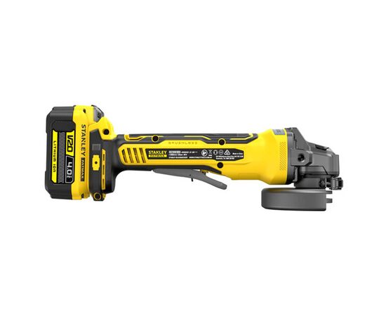 Шлифовальная машина Stanley угловая аккум безщеточная FATMAX,Li-Ion V20, 18В, 2x4Ah, 8000об/мин, 125 мм, кейс (SFMCG700M2K), изображение 2