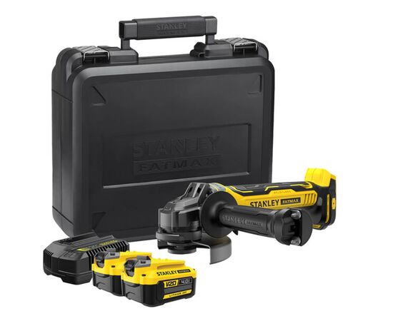 Шлифовальная машина Stanley угловая аккум безщеточная FATMAX,Li-Ion V20, 18В, 2x4Ah, 8000об/мин, 125 мм, кейс (SFMCG700M2K), изображение 3