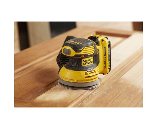 Шліфувальна машина Stanley ексцентрикова безщіткова FatMax, Li-Ion, 125 мм, 12000 об/хв, 1,02 кг (без АКБ та ЗП) (SFMCW220B), зображення 2