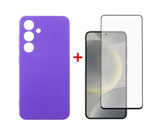 Чохол до мобільного телефона Dengos Samsung Galaxy S24 Carbon + glass Purple (DG-KM-102)