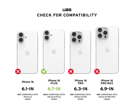 Чехол для мобильного телефона UAG iPhone 16 Plus Essential Armor Magsafe Black (114447114040), изображение 7 Чехол для мобильного телефона UAG iPhone 16 Plus Essential Armor Magsafe Black (114447114040), изображение 7