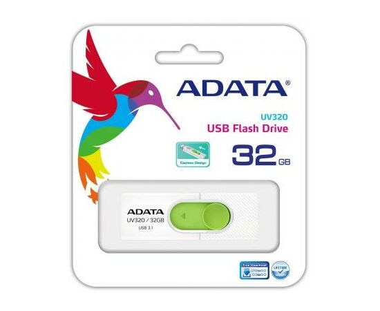 USB флеш накопитель ADATA 32GB UV320 White/Green USB 3.1 (AUV320-32G-RWHGN), изображение 4 USB флеш накопитель ADATA 32GB UV320 White/Green USB 3.1 (AUV320-32G-RWHGN), изображение 4
