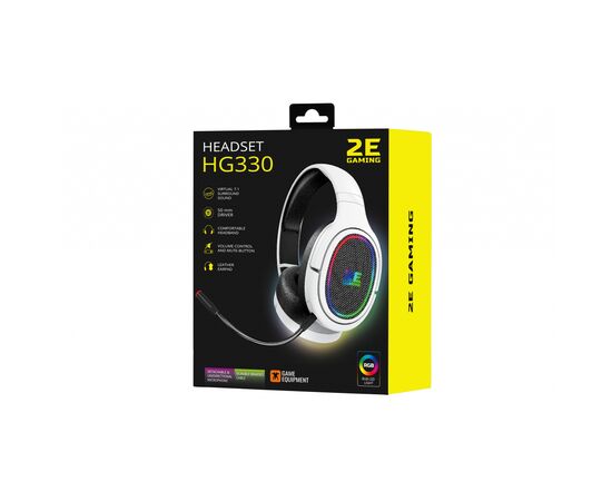 Наушники 2E HG330 RGB USB 7.1 White (2E-HG330WT-7.1), изображение 2 Наушники 2E HG330 RGB USB 7.1 White (2E-HG330WT-7.1), изображение 2