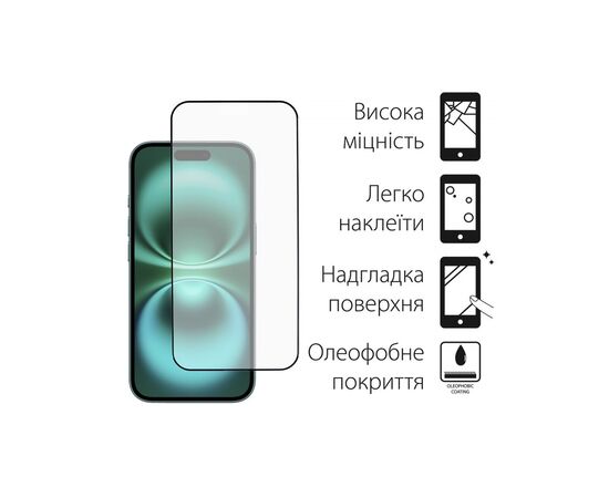 Стекло защитное Dengos Full Glue iPhone 16 (black) (TGFG-366), изображение 2 Стекло защитное Dengos Full Glue iPhone 16 (black) (TGFG-366), изображение 2