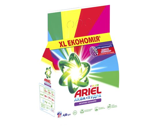 Стиральный порошок Ariel Аква-Пудра Color 4.05 кг (8006540536919), изображение 3 Стиральный порошок Ariel Аква-Пудра Color 4.05 кг (8006540536919), изображение 3