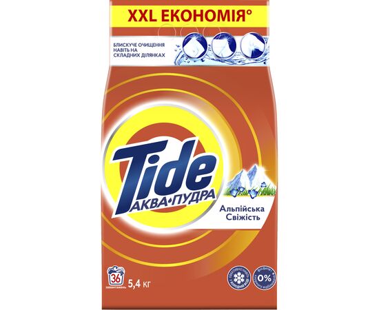 Стиральный порошок Tide Аква-Пудра Альпийская свежесть 5.4 кг (8006540535189), изображение 2 Стиральный порошок Tide Аква-Пудра Альпийская свежесть 5.4 кг (8006540535189), изображение 2