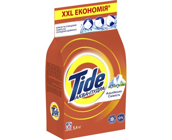 Стиральный порошок Tide Аква-Пудра Альпийская свежесть 5.4 кг (8006540535189), изображение 3 Стиральный порошок Tide Аква-Пудра Альпийская свежесть 5.4 кг (8006540535189), изображение 3