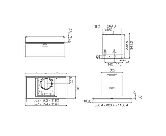 Вытяжка кухонная Elica ENTER WH/A/72, изображение 5 Вытяжка кухонная Elica ENTER WH/A/72, изображение 5