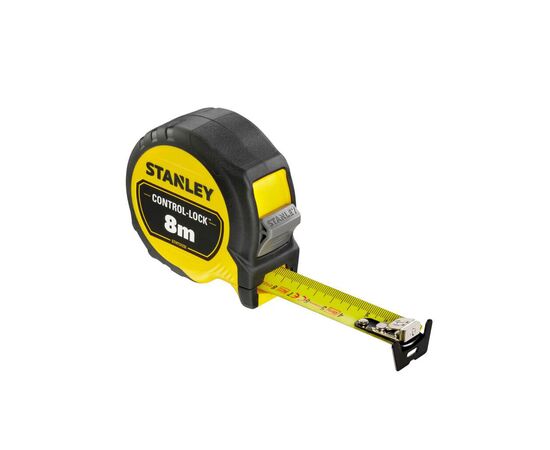 Рулетка Stanley CONTROL-LOCK, 8мх25мм, у прогумованому корпусі, з двосторонньою шкалою (STHT37232-0), зображення 2 Рулетка Stanley CONTROL-LOCK, 8мх25мм, у прогумованому корпусі, з двосторонньою шкалою (STHT37232-0), зображення 2