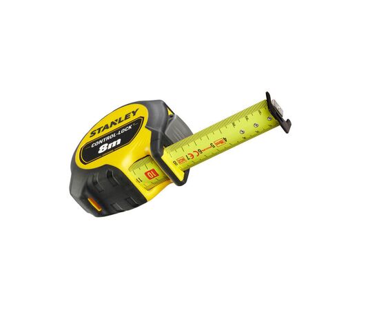 Рулетка Stanley CONTROL-LOCK, 8мх25мм, у прогумованому корпусі, з двосторонньою шкалою (STHT37232-0), зображення 3 Рулетка Stanley CONTROL-LOCK, 8мх25мм, у прогумованому корпусі, з двосторонньою шкалою (STHT37232-0), зображення 3
