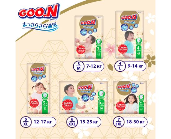 Подгузники GOO.N Premium Soft Трусики 9-14 кг Размер 4 L 44 шт (F1010101-157), изображение 7 Подгузники GOO.N Premium Soft Трусики 9-14 кг Размер 4 L 44 шт (F1010101-157), изображение 7