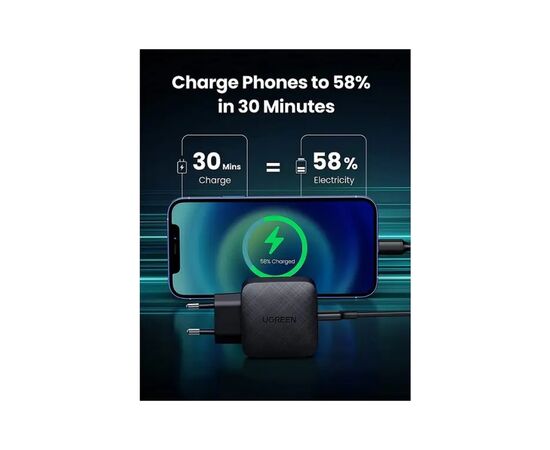 Зарядное устройство Ugreen CD217 65W Type-C PD GaN Charger (Black) (70817), изображение 5