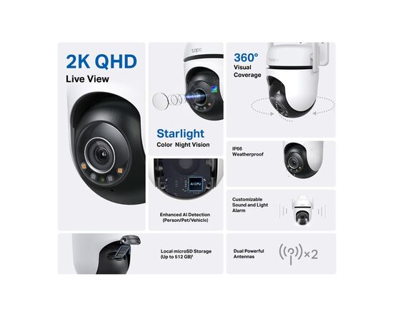 Камера видеонаблюдения TP-Link TAPO-C520WS, изображение 2 Камера видеонаблюдения TP-Link TAPO-C520WS, изображение 2