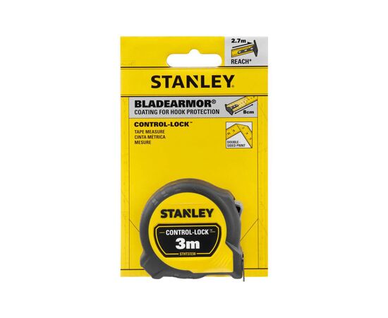 Рулетка Stanley CONTROL-LOCK, 3мх19мм, у прогумованому корпусі, з двосторонньою шкалою (STHT37230-0), зображення 7 Рулетка Stanley CONTROL-LOCK, 3мх19мм, у прогумованому корпусі, з двосторонньою шкалою (STHT37230-0), зображення 7