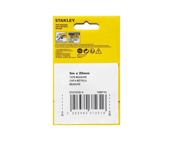 Рулетка Stanley CONTROL-LOCK, 5мх25мм, у прогумованому корпусі, з двосторонньою шкалою (STHT37231-0), зображення 7 Рулетка Stanley CONTROL-LOCK, 5мх25мм, у прогумованому корпусі, з двосторонньою шкалою (STHT37231-0), зображення 7